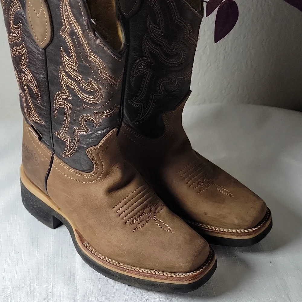 Establo Toddler  Brown Embroidered  Western Cowboy Boots Size 4